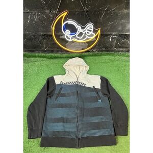 Warrior Lacrosse Striped Full Zip Up Hoodie Sweatshirt Men's Size Large LG‎